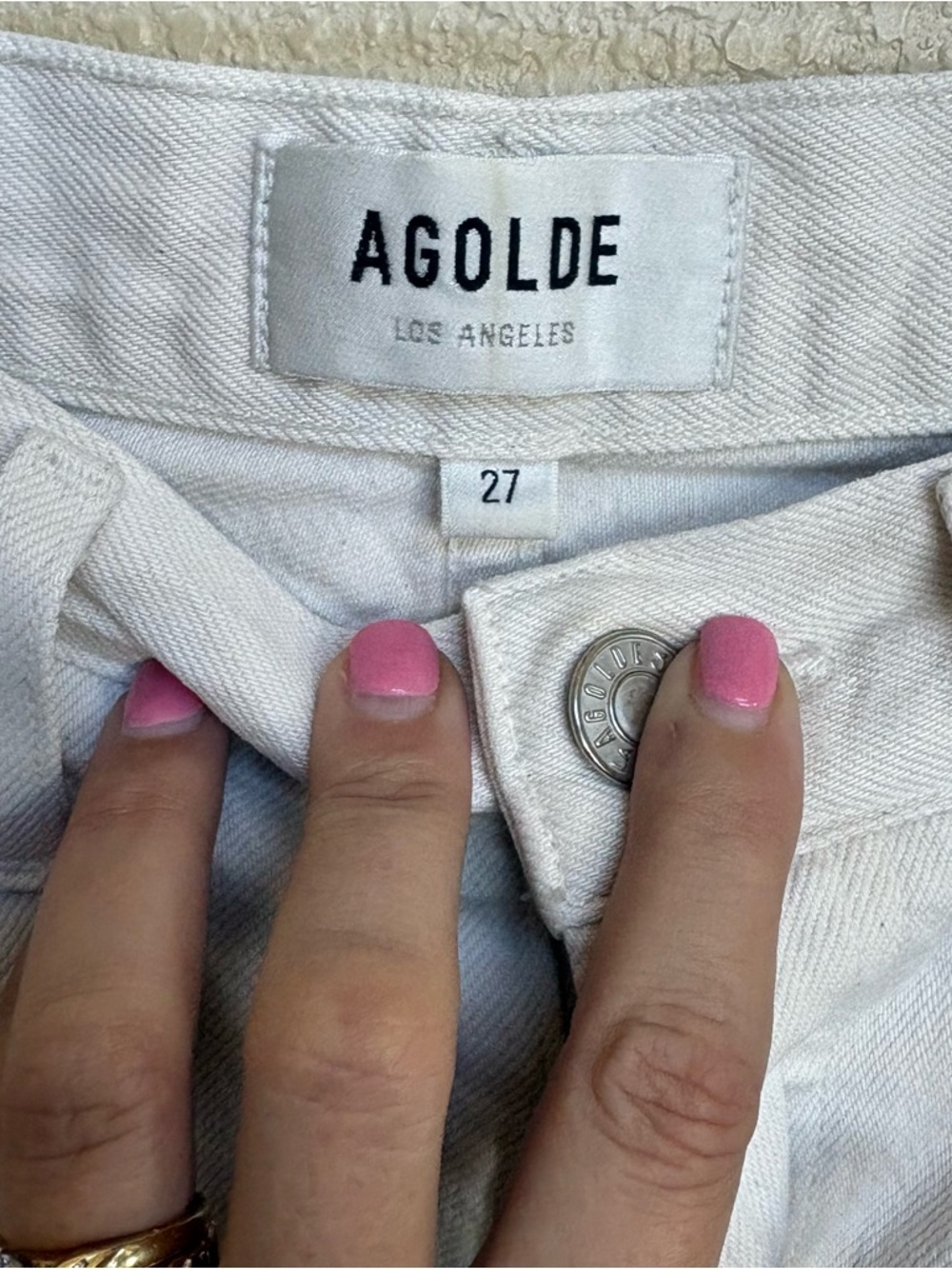 Agolde High Rise Straight Jeans in Off-White - Picture 5 of 10